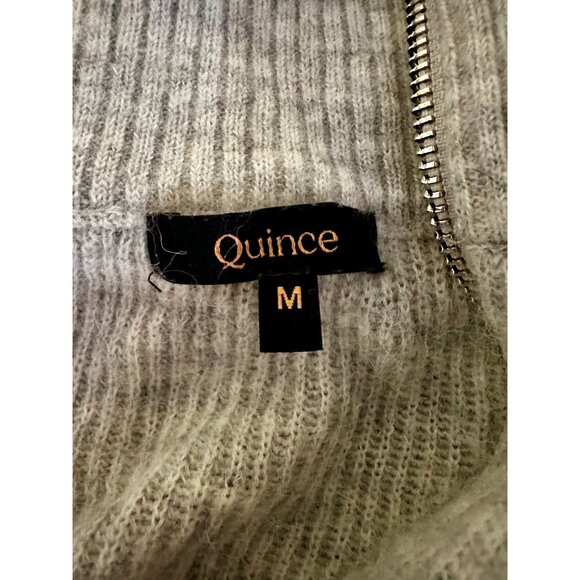 Quince Baby Alpaca Wool Quarter Zip Sweater Light Gray Women’s Medium Minimalist - Picture 6 of 9